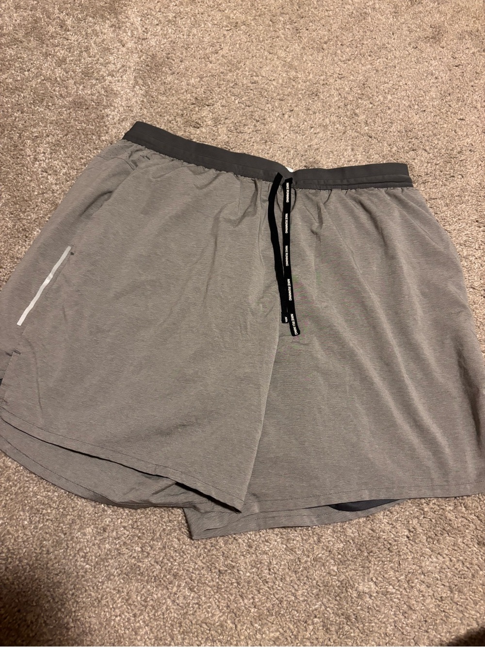 Nike Men's Gray Athletic Shorts with Black Drawstring